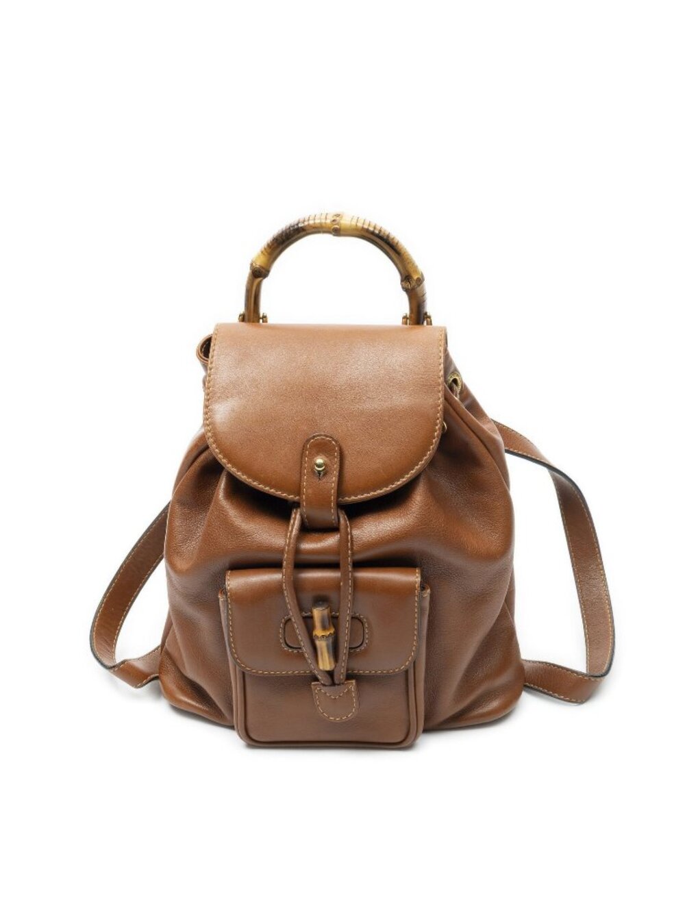 Gucci Mini Bamboo Backpack Brown Gray Leather